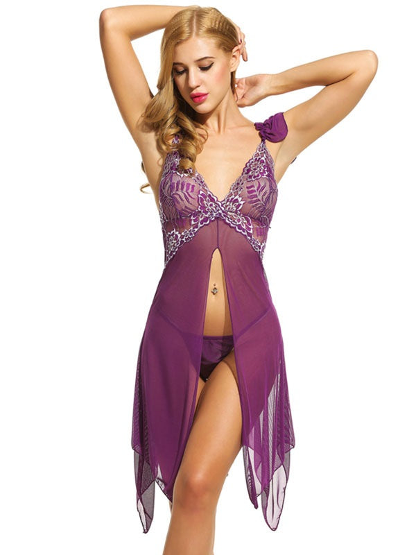 Babydolls Lingerie Lace Floral Print Backless Lace Sexy